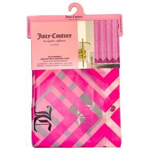 Juicy Couture Home Eco-Friendly Monogram Logo Print PEVA Shower Curtain Liner
